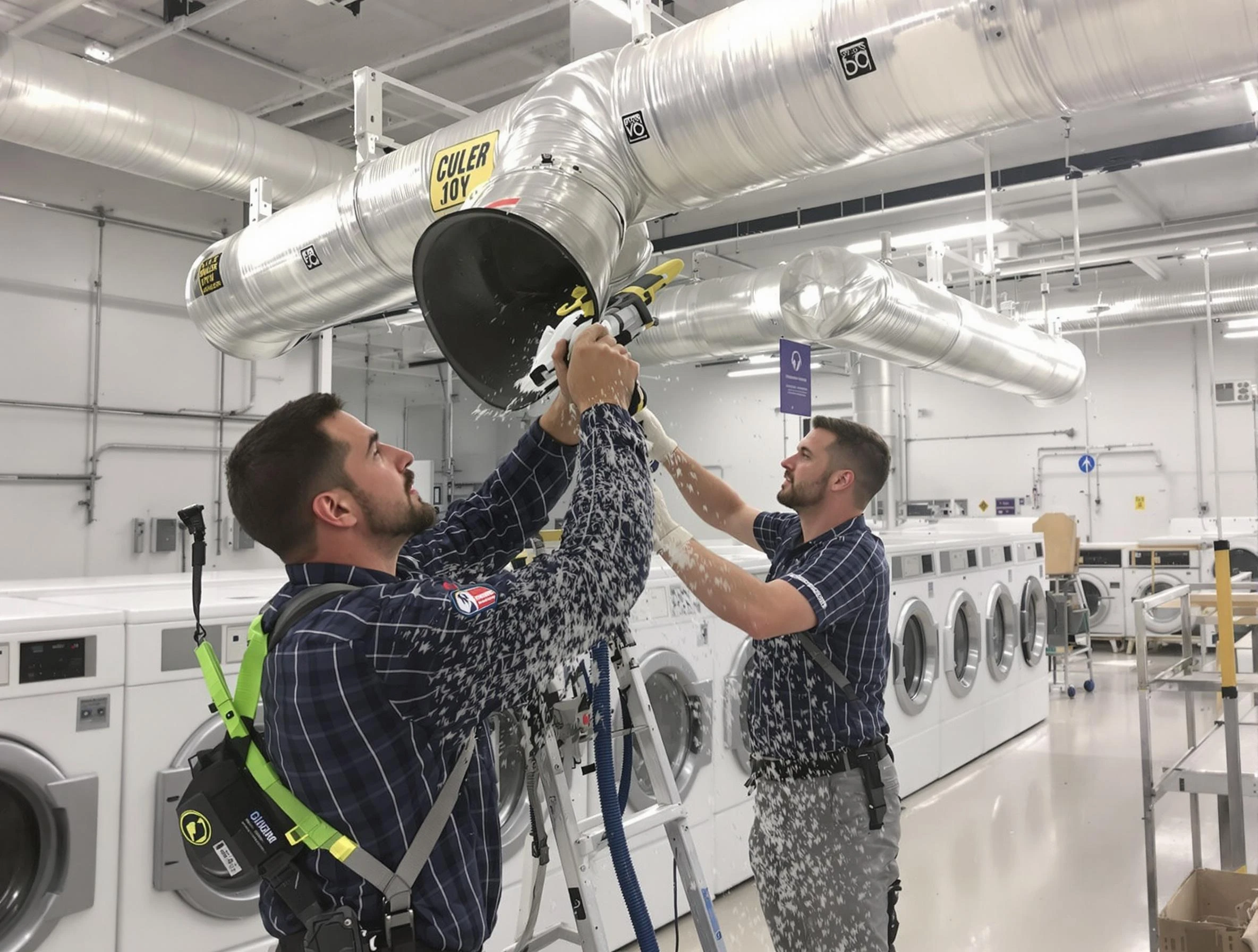 Pleasant Grove Dryer Vent Cleaning team performing large-scale commercial dryer vent cleaning in Pleasant Grove