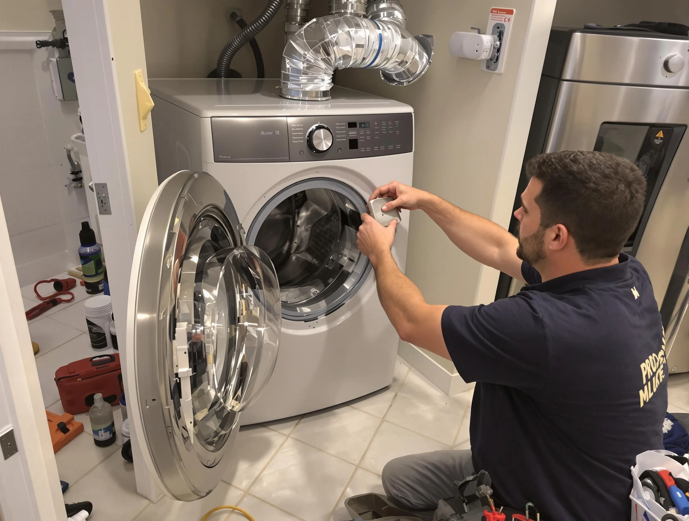 Pleasant Grove Dryer Vent Cleaning technician performing precise dryer vent hose installation in Pleasant Grove